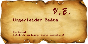 Ungerleider Beáta névjegykártya